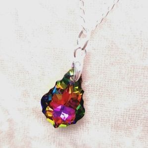 Genuine Swarovski Vitrail 925 Sterling Silver Chain Necklace